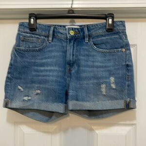 FRAME - Le Grand Garçon Shorts - hi rise & cuffed - blue Jean shorts - size 26